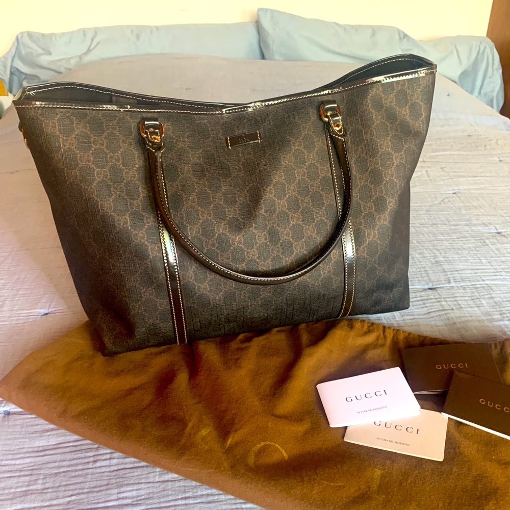 💯Authentic Gucci Coated Canvas Tote